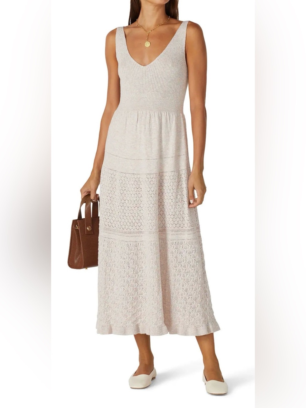 Rebecca Taylor Rainbow Pointelle Knit Midi/Maxi Dress